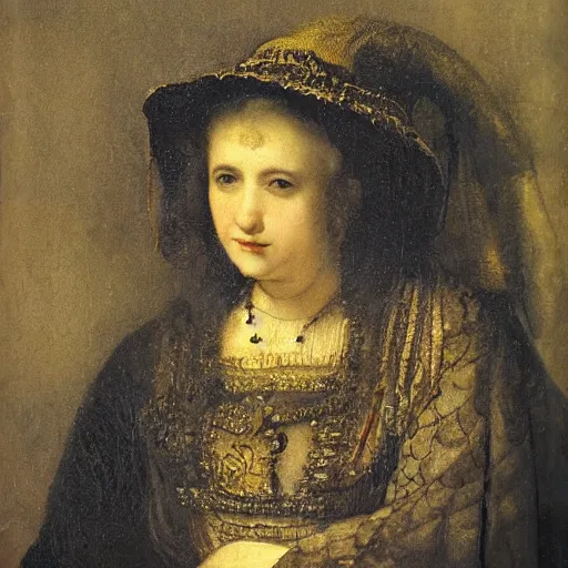 Prompt: madonna portrait by rembrandt