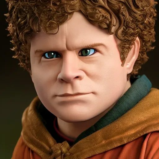 Prompt: sean astin as samwise gamgi in an anime world, incredibly detailed, ultra realistic