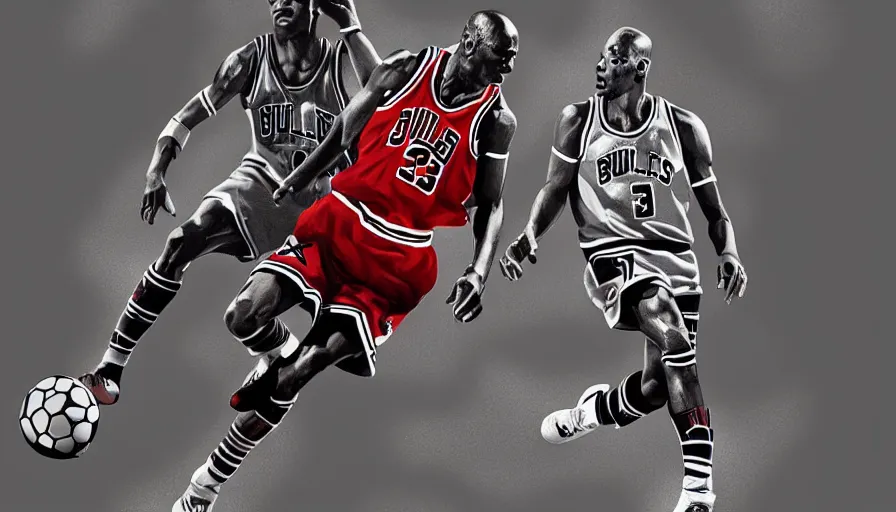 Prompt: michael jordan is soccer player, hyperdetailed, artstation, cgsociety, 8 k