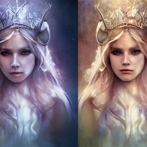 Prompt: stereo photography image of a beautiful Viking princess, full portrait, detail, lighting, by anna dittman