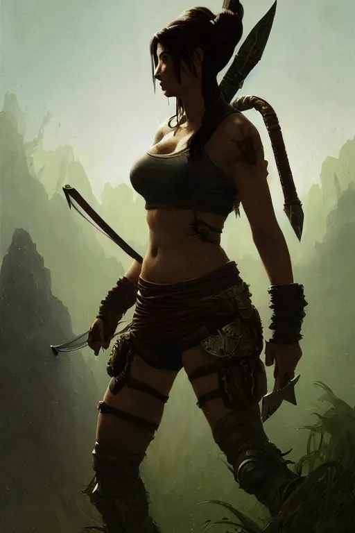 Prompt: lara croft, legendary warrior, heroic fighter, world of warcraft, decorative ornaments, battle armor, by carl spitzweg, ismail inceoglu, vdragan bibin, hans thoma, greg rutkowski, alexandros pyromallis, perfect face, sharply focused, sharply detailed, centered, rule of thirds, realistic shading