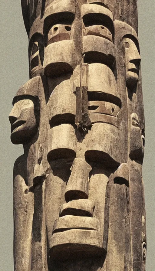 Image similar to vintage color photo of totem pole of dead celebrities, very detailed, photorealistic, high resolution, highly detailed, details, good clear quality Cinematic shot
