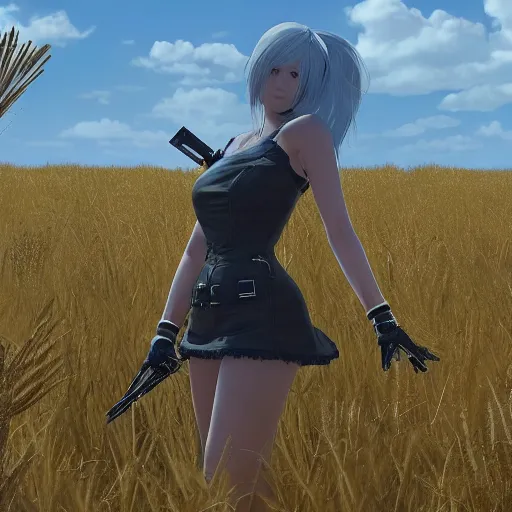 Image similar to a high resolution very detailed image from nier : automata of