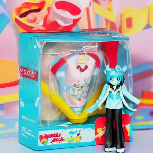 Prompt: A happy meal toy of Hatsune Miku