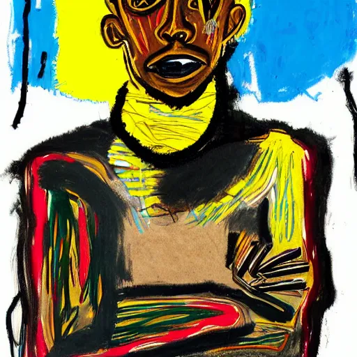 Prompt: portrait of tyler the creator by jean-michel basquiat