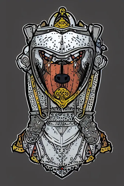 Image similar to Portrait of a polar bear in medieval armor, knight, medieval, sticker, colorful, illustration, highly detailed, simple, smooth and clean vector curves, no jagged lines, vector art, smooth