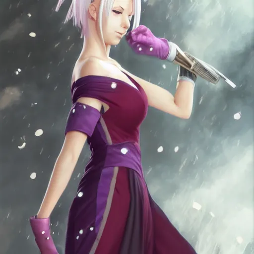 Prompt: sakura haruno in a prom dress, cg animation, riot entertainment, arcane, realistic, character select portrait, by artgerm, greg rutkowski, alphonse mucha, 3 d