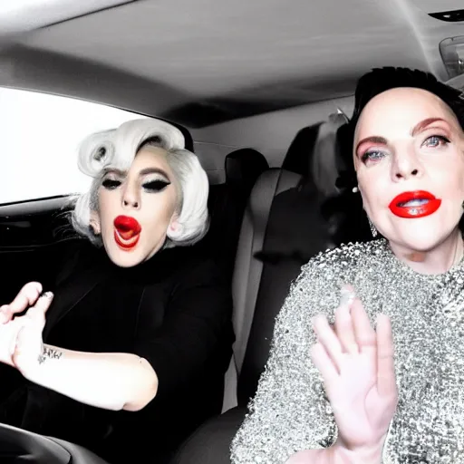 Image similar to lady gaga and judy garland carpool karaoke