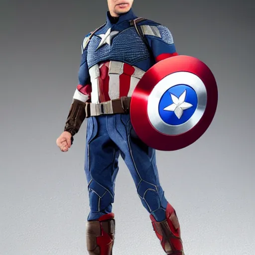 Prompt: a wax statue of captain america, action figure, detailed, smooth,