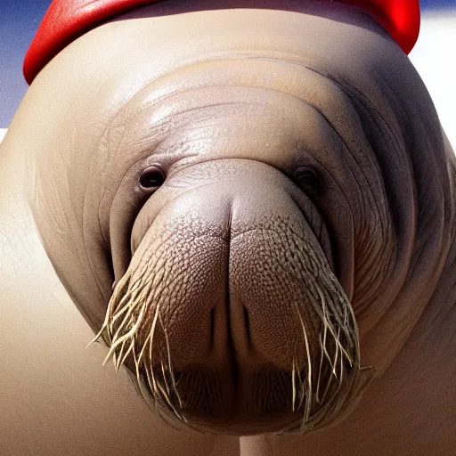 Image similar to a walrus resembling a human, photorealistic 4K.