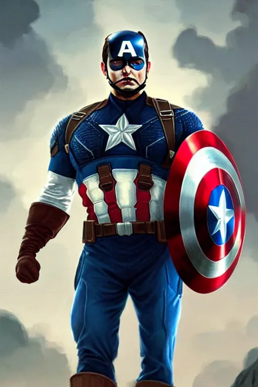 Image similar to Rahul Gandhi as Captain America , Captain America costume, Rahul Gandhi hairstyle, Captain America body type, Rahul Gandhi Face, calm, cute, portrait, baby figure, highly detailed, digital painting, artstation, concept art, smooth, sharp focus, illustration, cinematic lighting, art by artgerm and greg rutkowski and alphonse mucha