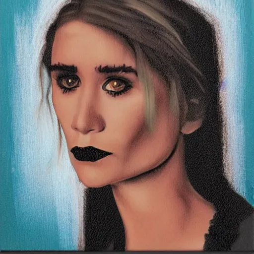 Image similar to goth mary kate olsen, art by michael miller