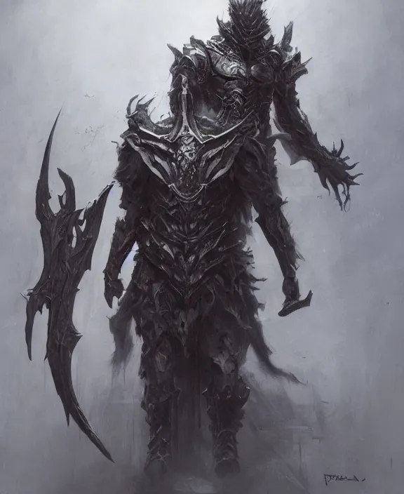 Image similar to corvus glaive concept, beksinski, age of sigma art, frank franzetta, ruan jia, dark soul armor concept, trending on artstation, wayne barlowe, adrian smith fantasy art, elden ring art, the hobbit art, lord of the ring art, infinity blade armor