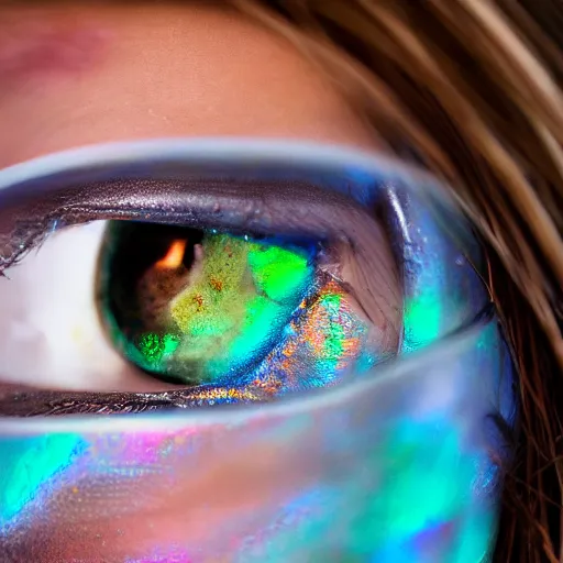 Image similar to photograph portrait of a beautiful alien, feminine, iridescent eyes, intricate detail, sigma 85mm f/1.4, 4k, depth of field, high resolution mode, 4k, 8k, hd