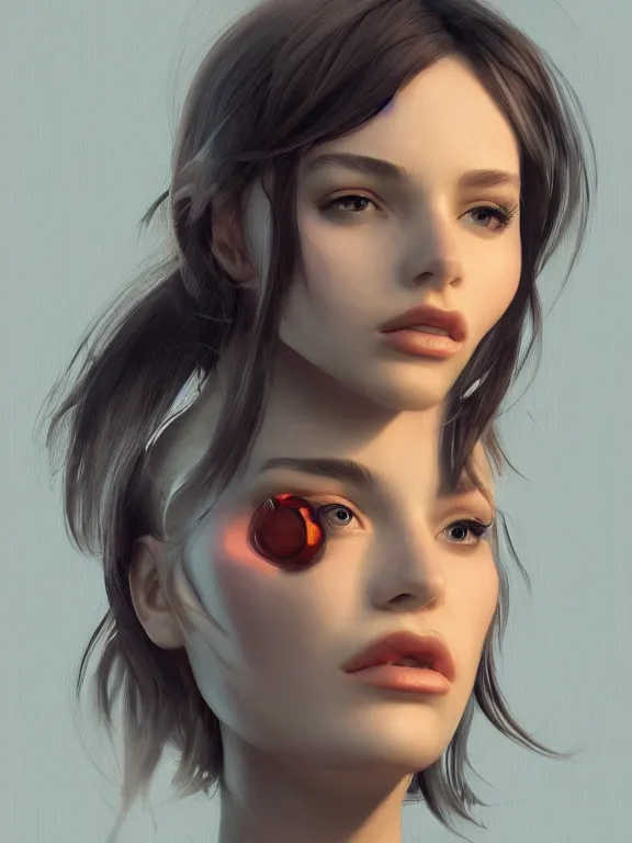 Image similar to portrait android girl with the style of Pascal Blanché, trending on artstation, HD, 4k, 8k