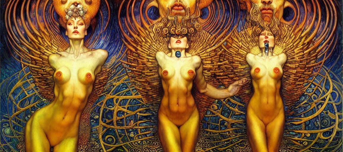 Image similar to Divine Chaos Engine by Karol Bak, Jean Delville, William Blake, Gustav Klimt, and Vincent Van Gogh, symbolist, visionary