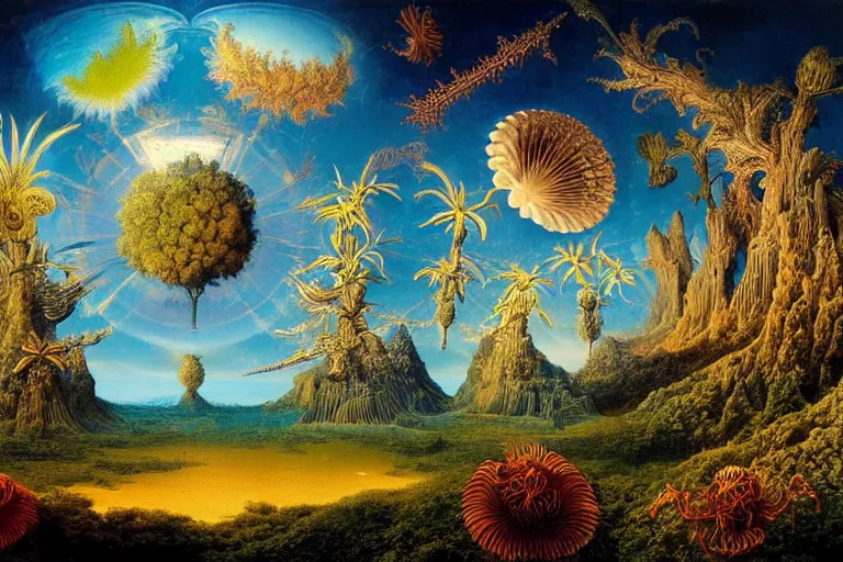 Image similar to landscape by ernst haeckel, david a. hardy, oyama kojima, phil koch, annie leibovitz, benoit mandelbrot, dan mumford, bruce pennington, mimmo rotella