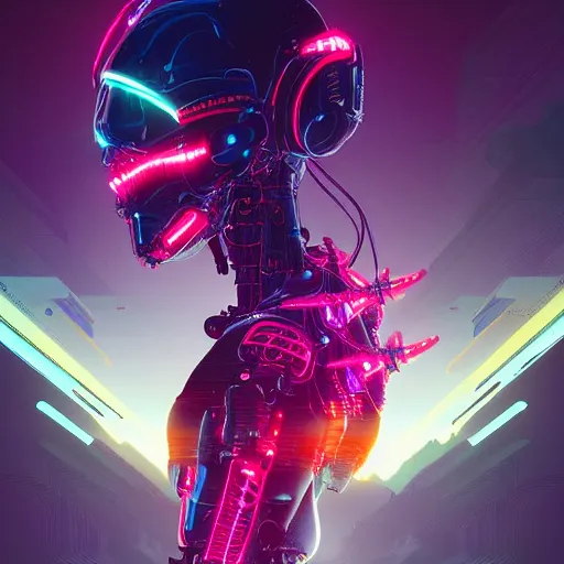 Image similar to a beautiful digital artwork of a neon glowing cyborg phenix with robotic mech parts by artgerm, tooth wu, dan mumford, beeple, wlop, rossdraws, james jean, marc simonetti. intricate, epic lighting, cinematic composition, hyper realistic, 8 k resolution, unreal engine 5