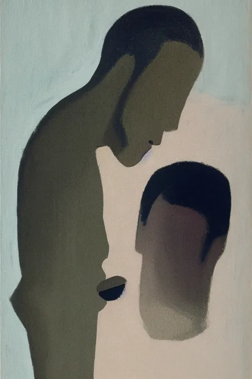 Image similar to man looking into a mirror, 1960’s minimalist advertising illustration, painterly, expressive brush strokes