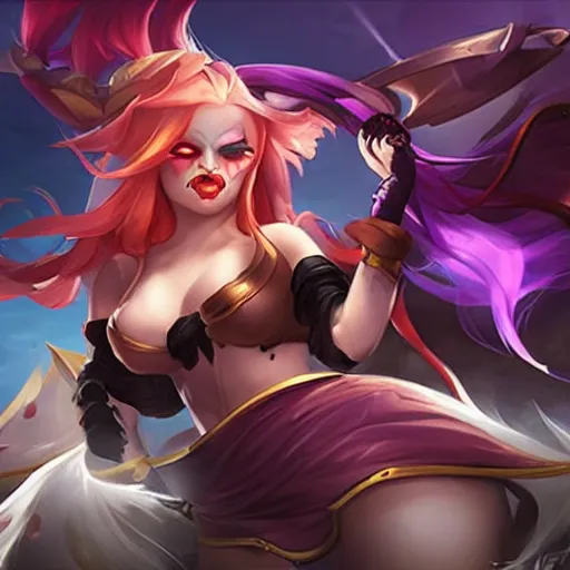 Prompt: miss fortune league of legends, horrifying, angry, evil