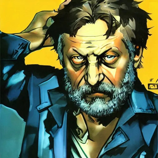 Prompt: slavoj zizek in a jojo pose, oil on canvas by yoji shinkawa