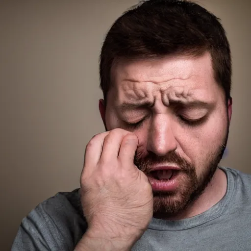 Prompt: a man with a sore throat, hyper realistic, amazing, 8 0 mm, natural lighting