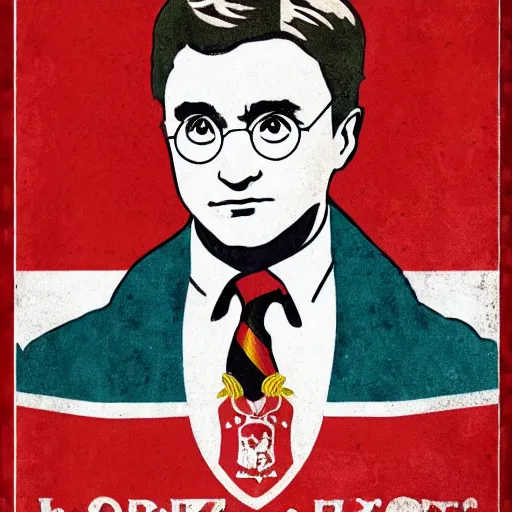 Image similar to Harry Potter and russian soviet revolution, colored, red flags