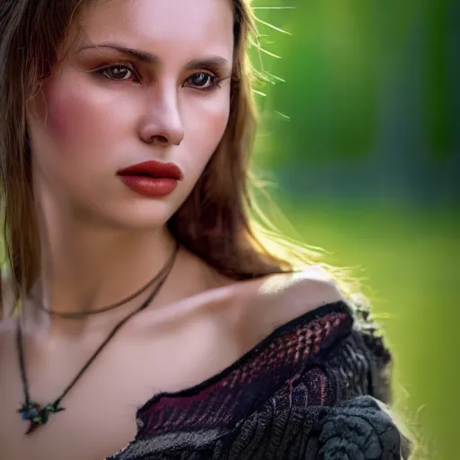Image similar to pretty ukrainian woman i in the style in the style of andrei tarkovsky, 8 k, 1 9 8 4, close - up bokeh, gelios lens, color, noir by terry o'neill