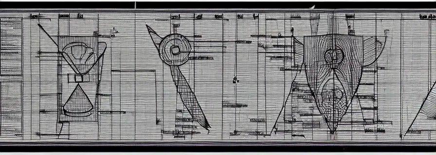 Prompt: blueprint of modified power boosted titan axe, fibonacci ratio, by leonard da vinci and kandinsky
