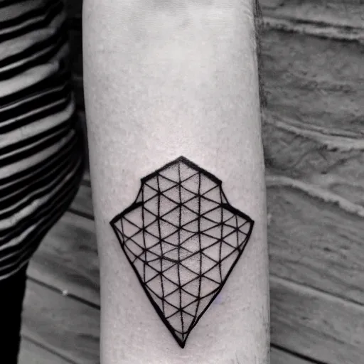 Image similar to tiny handpoke tattoo of a simplistic black and white geometric shape, doodle, sharpie, stick poke, lineart