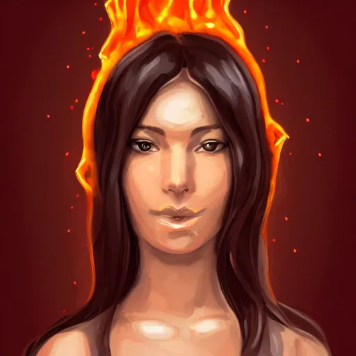 Prompt: portrait of cute girl made of lava magma