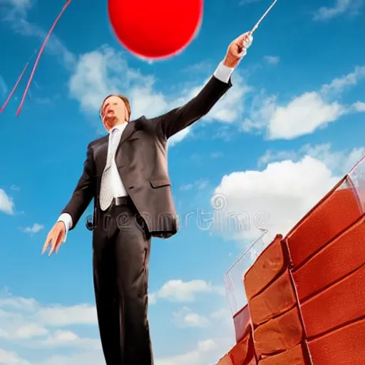 Image similar to saul goodman throwing dart at red ballon, stock photo