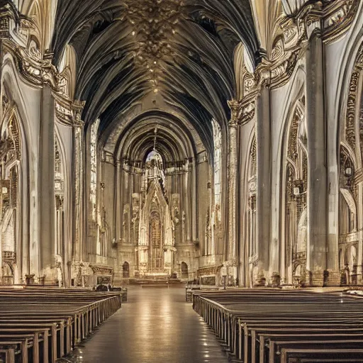Image similar to detailed beautiful high quality digital art of a magnificent Catholic Cathedral, 4K detailed, artstation