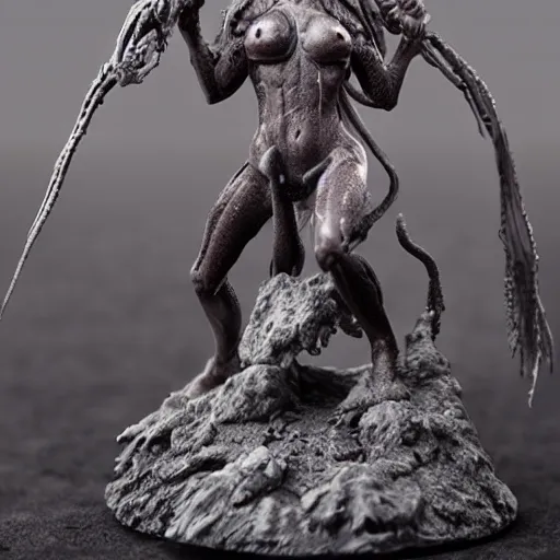 Image similar to 80mm resin detailed miniature of a Alien, Miniature of a Human Female Warrior, Product Introduction Photos