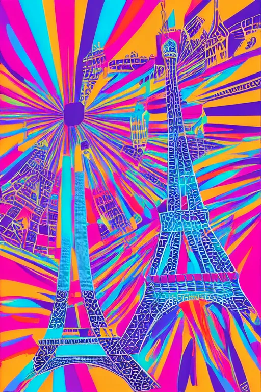 Image similar to minimalist boho style art of colorful paris, illustration, vector art