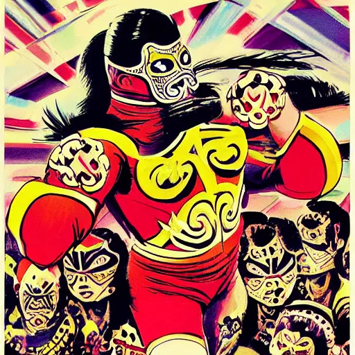 a luchador posing on a turnbuckle, Mexican wrestler, Stable Diffusion