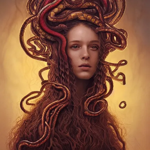 Mythical petrifying Medusa with real swirling snakes | Stable Diffusion ...