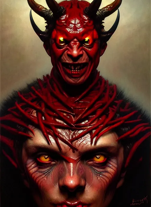 Prompt: devil man!, intricate skin pattern texture, savage, full body, hyper realistic, extremely detailed, dnd character art portrait, dark fantasy art, intricate fantasy painting, dramatic lighting, vivid colors, deviant art, artstation, by edgar maxence and caravaggio and michael whelan and delacroix.