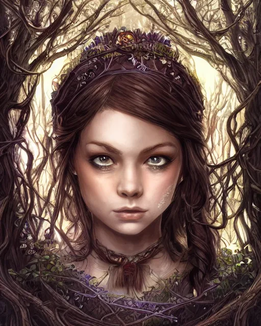 Image similar to A maid in a magical forest, beautiful face, very detailed face, fantasy art, in the style of JOHN STEPHENS, illustration, epic, fantasy, intricate, hyper detailed, artstation, concept art, smooth, sharp focus