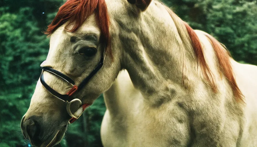 Image similar to 7 0 s movie still of a horse made of moth, cinestill 8 0 0 t 3 5 mm eastmancolor, heavy grain, high quality, high detail