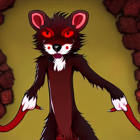 Image similar to furry - male - red - black - weasel - necromancer - fursona uhd ue 5 visual novel pc game expressions