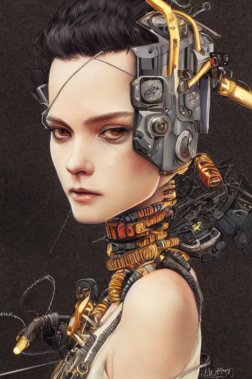 Image similar to portrait of beautiful young spider, cyberpunk, Warhammer, highly detailed, artstation, illustration, art by Gustav Klimt and Range Murata and Ilya Kuvshinov and Sakimichan