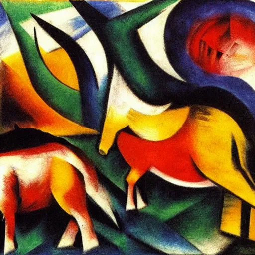 Prompt: surrealistic franz marc sheep