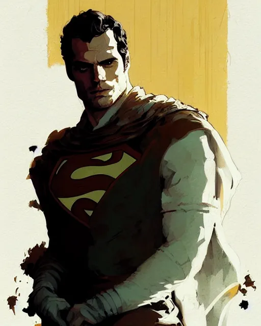 Image similar to portrait of henry cavill as noble lord by atey ghailan, by greg rutkowski, by greg tocchini, by james gilleard, by joe fenton, by kaethe butcher, dynamic lighting, gradient light yellow, brown, blonde cream and white color scheme, grunge aesthetic