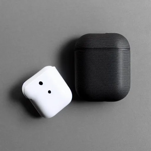 Image similar to black airpods pro case with marshmallow design on the case, studio, product photo