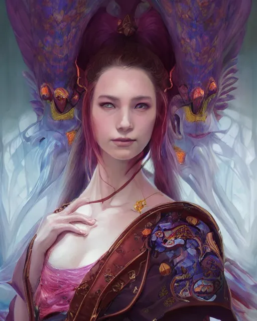 Prompt: Sakura dragon priestess portrait, maximalism, by Mandy Jurgens, Valentina Remenar, artgerm, by Charlie Bowater, James Jean, Daniel Gerhartz, Gerald Brom, intense atmospheric, intricate, lightforged, character concept, cgsociety trending on artstation