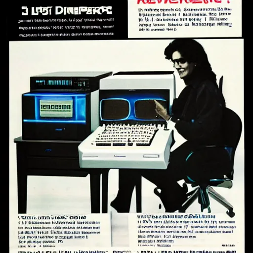 Image similar to magazine advertisement for retro wetware computer, 1 9 8 5