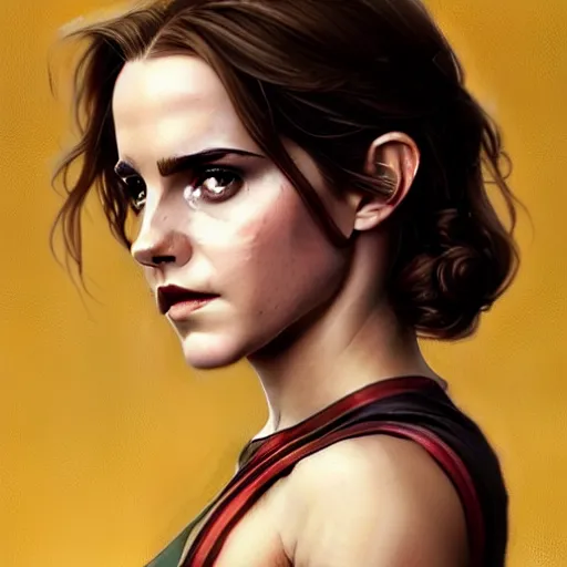 Image similar to beautiful Emma Watson as The Wasp from Marvel, western, closeup, D&D, fantasy, intricate, elegant, highly detailed, digital painting, artstation, concept art, matte, sharp focus, illustration, art by Artgerm and Greg Rutkowski and Alphonse Mucha