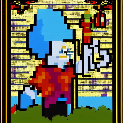 Prompt: the fool tarot card, pixel art