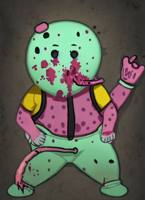 Image similar to Mr Blobby as a Dead by Daylight killer, character portrait